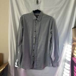 Michael Kors Men's Gray Long Sleeve Button-Up Shirt Classic Fit M